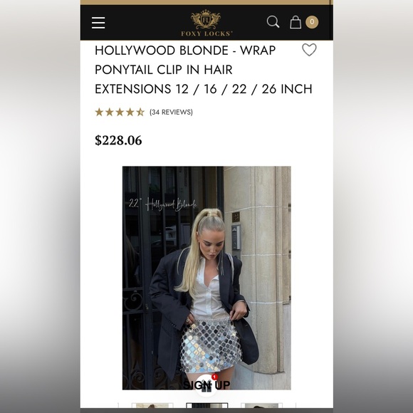 FOXY LOCKS HOLLYWOOD BLONDE - WRAP PONYTAIL CLIP IN HAIR EXTENSIONS 22 INCH - Picture 3 of 7